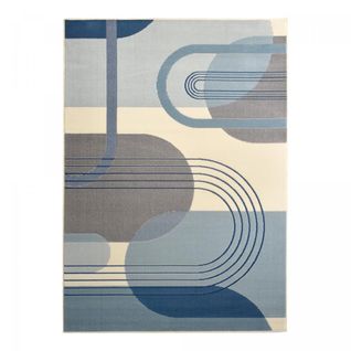 Tapis Salon 120x170 Courbla Bleu, Crème