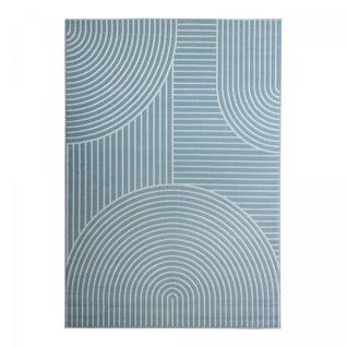 Tapis Chambre 80x150 Tissé Bleu Rectangle Motif Géométrique Arcrol