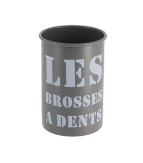 Gobelet Et Porte Brosse à Dents En Métal Gris Imprimé