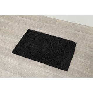 Tapis De Salle De Bain Noir En Microfibre Chenille 50 X 80 Cm