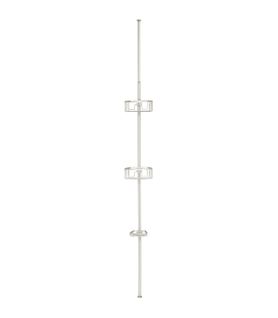 Etagère D'angle Colonne De Douche Télescopique 2 Paniers Et 1 Porte Savon En Aluminium H Maxi 280 Cm