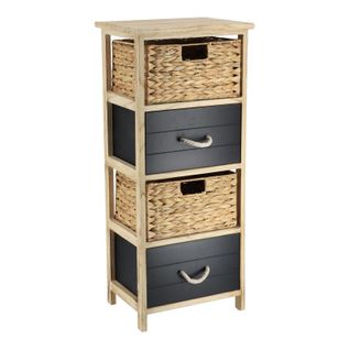 Chiffonnier 4 Tiroirs Gm Jacinthe Et Bois Noir - Naturel