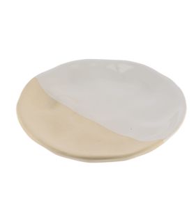 Porte-savon En Céramique Bicolore Beige Et Blanc
