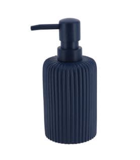 Distributeur à Savon Ou Lotion En Résine Striée Bleu Marine Mat 230 Ml