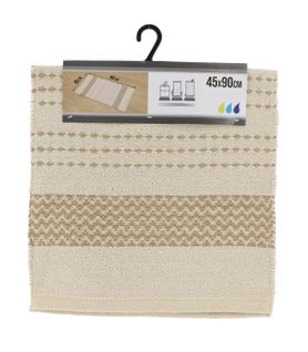 Tapis De Salle De Bain En Coton Naturel et Beige 45 X 90 Cm