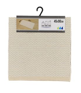 Tapis De Salle De Bain En Coton Naturel et Beige 45 X 90 Cm