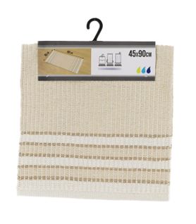 Tapis De Salle De Bain En Coton Naturel et Beige 45 X 90 Cm