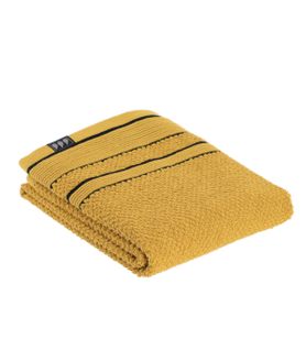 Serviette De Toilette 100% Coton Bicolore Jaune Ocre Et Noir 50 X 90 Cm