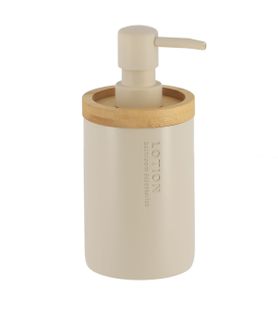 Distributeur à Savon Ou Lotion En Résine Beige Et Bambou 280 Ml