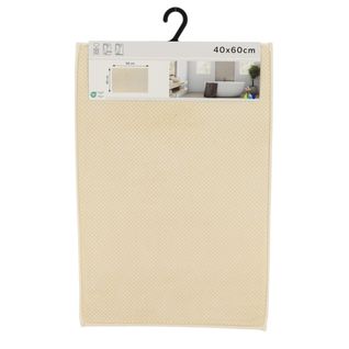 Tapis De Salle De Bain Beige Lin En Relief 40 X 60 Cm