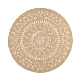 Tapis Extérieur Rond - 80cm- Naturel - 100% Polypropylène Résistant Aux Uv - 1400 Gr/m2 - Pavot