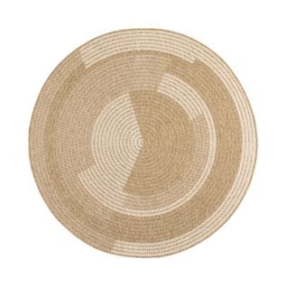 Tapis Extérieur Rond - 80cm - Naturel - 100% Polypropylène Résistant Aux Uv - 1400 Gr/m2 - Oxana