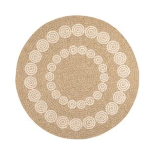 Tapis Extérieur Rond - 80cm - Naturel - 100% Polypropylène Résistant Aux Uv - 1400 Gr/m2 - Liak