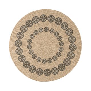 Tapis Extérieur Rond - 120cm - Naturel - 100% Polypropylène Résistant Aux Uv - 1400 Gr/m2 - Hoya