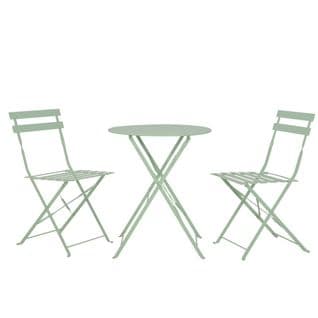 Table Et Chaises Pliantes Bistrot Balcon Terrasse- 2 Places - Vert - Flore