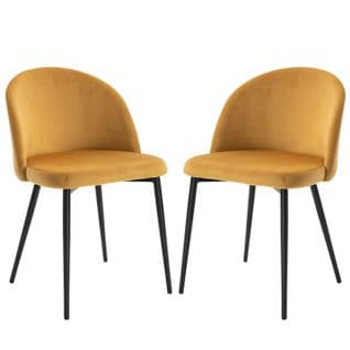 Lot De 2 Chaises Design Velours Kate Moutarde