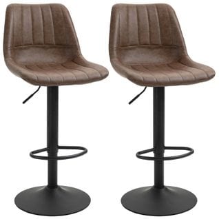 Lot De 2 Tabourets De Bar Vintage Alan Marron Et Noir