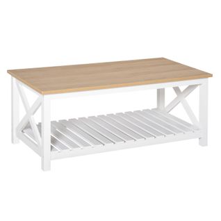 Table Basse Rectangulaire Biarritz Chêne Clair Et Blanc