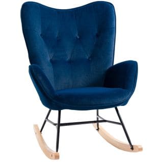 Fauteuil à Bascule Design Rupert Velours Bleu