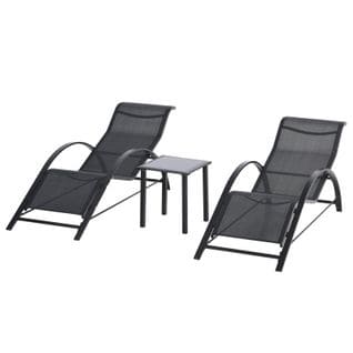 Lot De 2 Bains De Soleil Avec Table Carole Noir