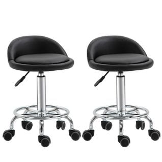 Lot De 2 Tabourets De Travail Robbie Chrome Et Noir