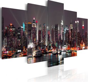 Tableau Manhattan De Nuit 200 X 100 Cm Noir