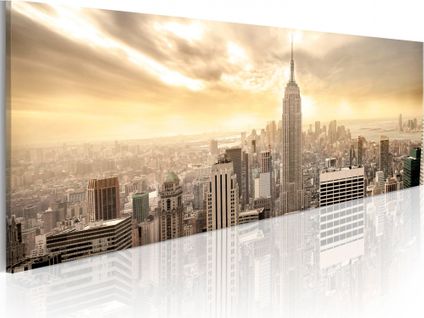 Tableau New York City Parmi Les Nuages 120 X 40 Cm Beige