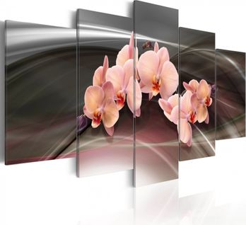 Tableau Orchidée Sur Le Fond Gris Foncé 100 X 50 Cm Rose