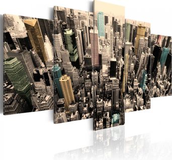 Tableau New York - Vue Sur Les Gratte-ciels 200 X 100 Cm Gris