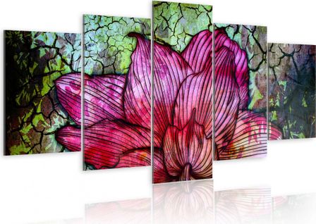 Tableau Vitrail Fleuri 200 X 100 Cm Rose