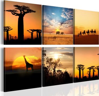 Tableau Paysages Africains 60 X 40 Cm Orange
