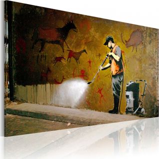 Tableau Blanchiment Des Grottes Lascaux, Banksy 60 X 40 Cm Marron