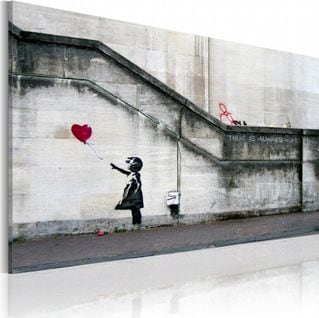 Tableau Il Y à Toujours De L'espoir, Banksy 60 X 40 Cm Gris