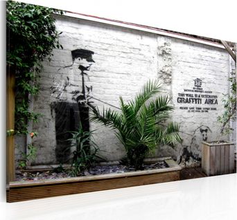 Tableau Zone De Graffiti, Banksy 60 X 40 Cm Blanc
