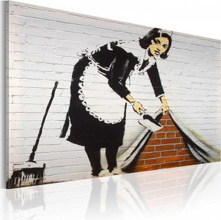 Tableau Femme De Ménage, Banksy 60 X 40 Cm Blanc