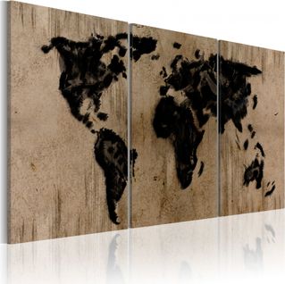 Tableau Carte Du Monde En Encre 120 X 60 Cm Beige