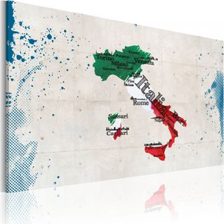Tableau Carte De L'italie 60 X 40 Cm Blanc