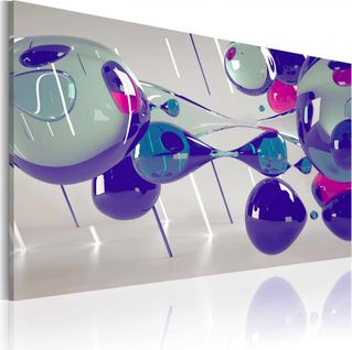 Tableau Bulles De Verre 90 X 60 Cm Bleu