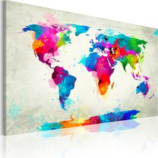 Tableau Carte Du Monde Une Explosion De Couleurs 60 X 40 Cm Multicolore