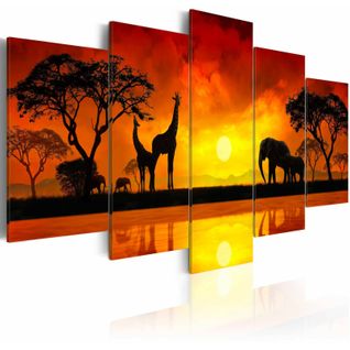 Tableau Coucher De Soleil Sur La Savane 200 X 100 Cm Orange