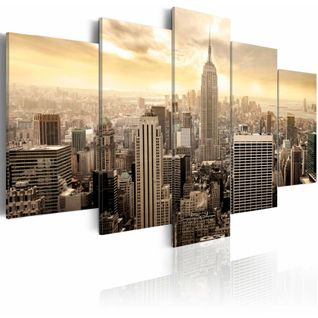 Tableau New York Et Levier De Soleil 100 X 50 Cm Beige