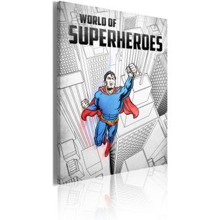 Tableau Monde Des Super-héros 50 X 70 Cm Gris