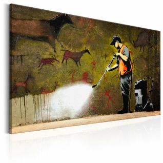 Tableau Peinture Rupestre Par Banksy 60 X 40 Cm Marron