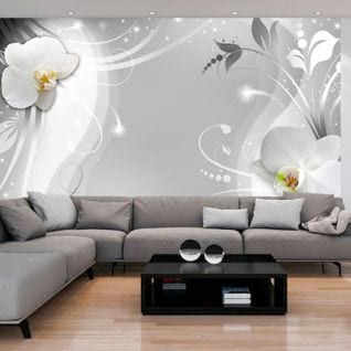 Papier Peint Charmante Orchidée 400 X 280 Cm Gris