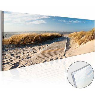 Tableau Sur Verre Plage Sauvage 135 X 45 Cm Beige