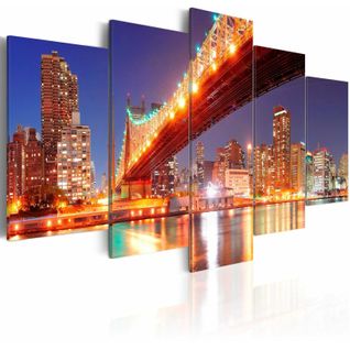 Tableau New York Aux Reflets 100 X 50 Cm Bleu