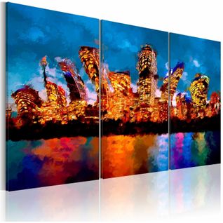 Tableau Ville Folle 120 X 80 Cm Bleu