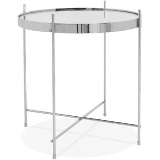 Table Basse Design Métal Et Verre Miroir Chrome D42cm