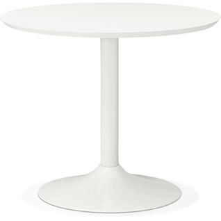 Table à Diner Ronde Plateau Et Pieds Blancs D90cm