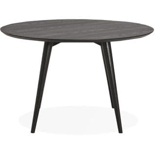 Table à Manger Ronde En Bois Couleur Noir 6 Places D120cm